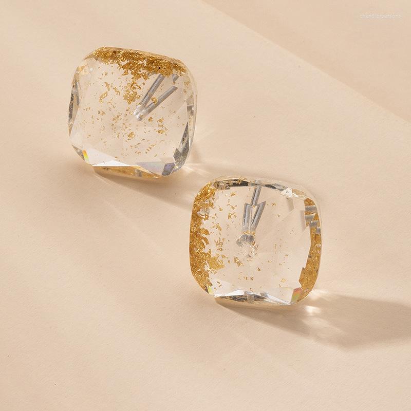 

Stud Earrings 2023 Vintage Simple Resin Clear Baroque Square For Girl
