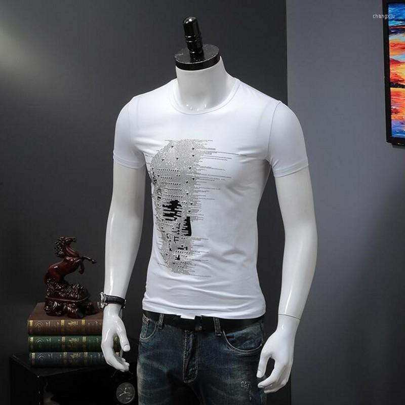 

Men's T Shirts Brand Summer Mens Skulls Diamonds Short Sleeve Slim Fit Tees Tops O-Neck Pullover Plus Size Fashion Casual Male T-Shirts, Black