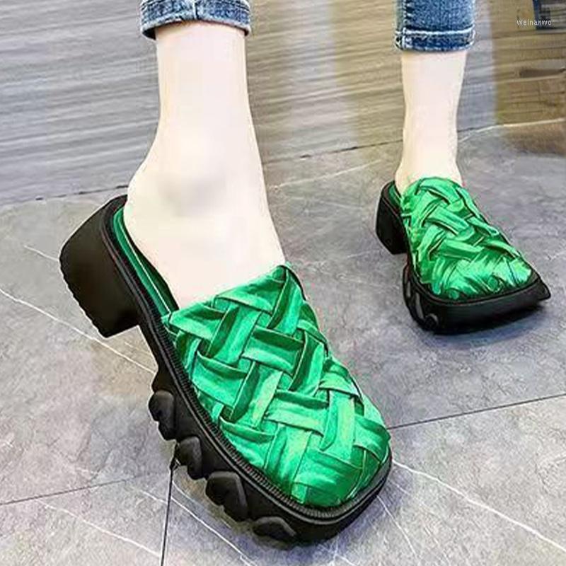 

Slippers Brand Women Shoes Chunky Mules Casual Sandals Summer 2023 Fashion Party Dress Ladies Mujer Zapatillas, Black