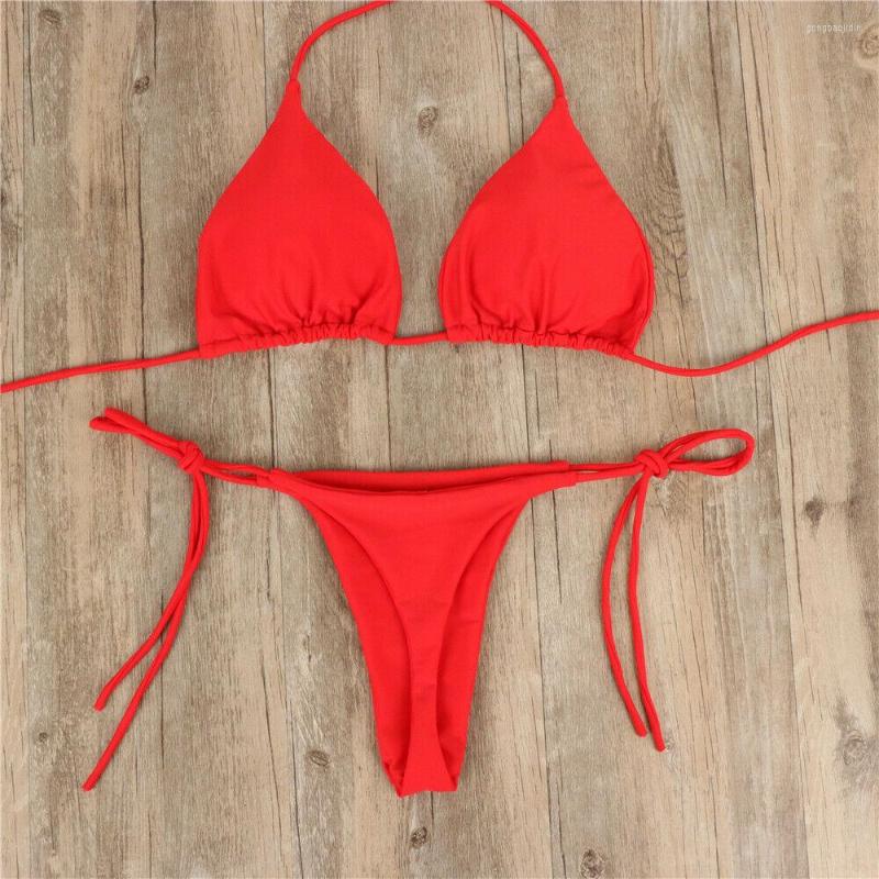 

Women' Swimwear Pink Swimsuit Bikini Women Solid Color Sexy High Leg Thong Bikinis 2023 Female 2 Piece Bathing Suit Beachwear, Black