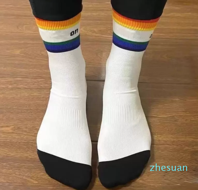 

Women LL Long Socks With Tags Fashion yoga Sports Media Corta High Sock Rainbow Colors4584062, Rainbow black and rainbow white