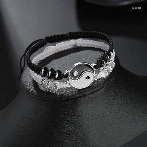 

Charm Bracelets Yin Yang Friend Couple Adjustable Waterproof Handmade Cord Relationship For Friendship Boyfriend Girlfriend