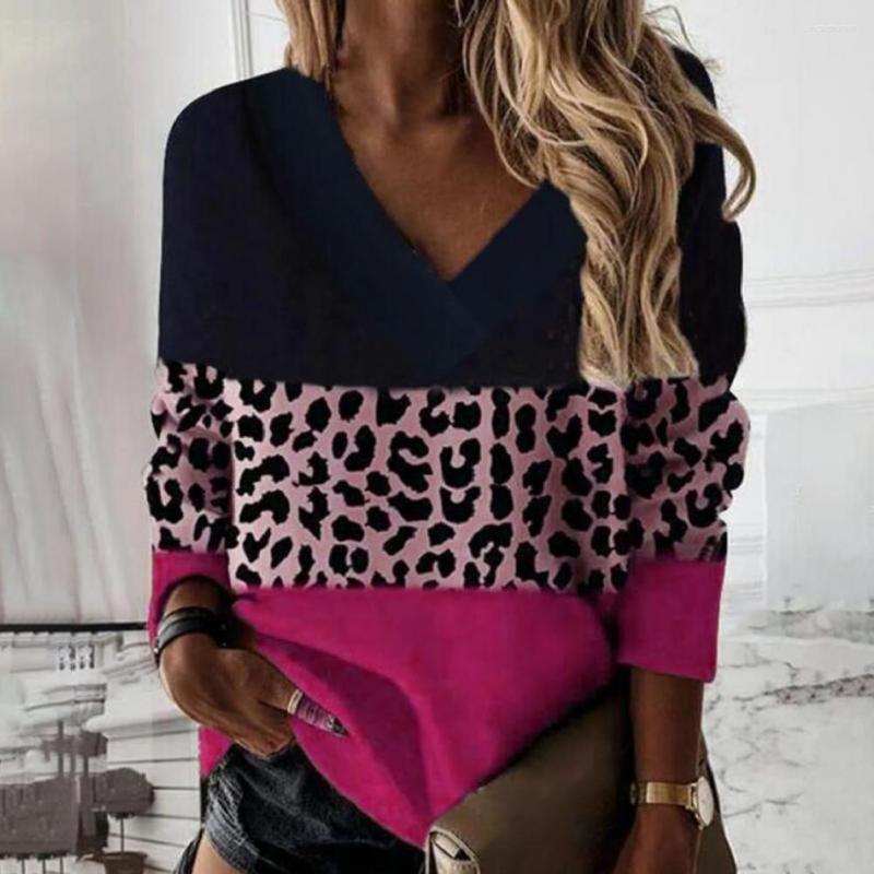

Women's Blouses Stylish Sweatshirt Leopard Comfy Cool Contrast Color Loose-fitting Blouse, Orange