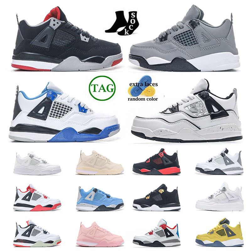 

Kid shoes 4s TOP net Children Preschool Training shoes for young girl boy sports shoes DIY Union Sophomore Album Sail Fire Red Bred Fire Red, 1 (20)
