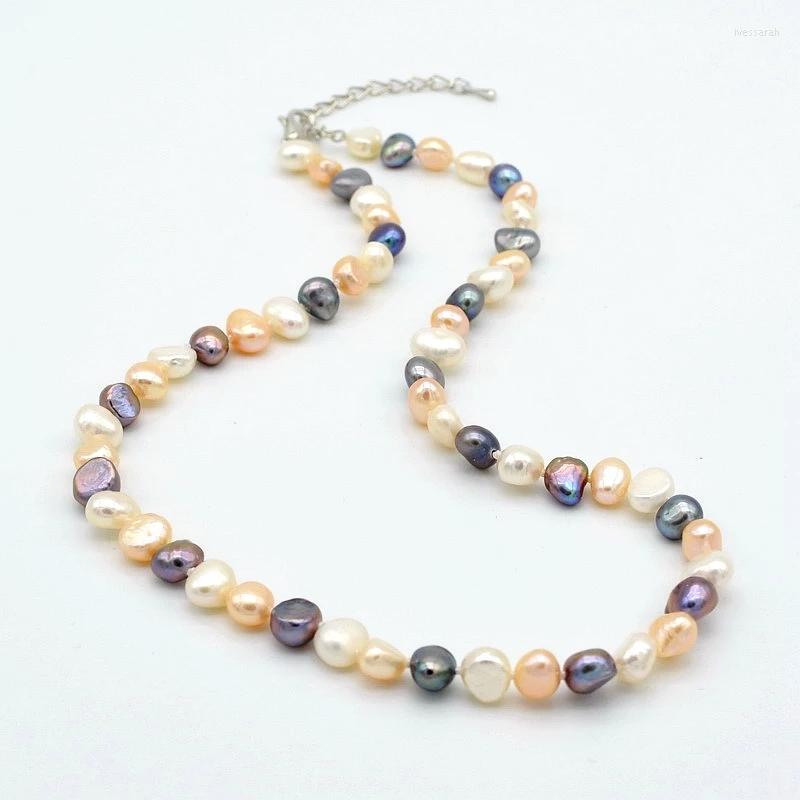

Choker Natural Baroque Freshwater Pearl Necklace For Women Neck Multi-Color High Luster Pearls Jewelry Stainless Steel Clasp