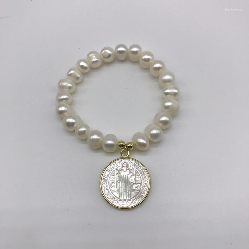 

Bangle 5pcs/lot Religious Jewelry 23mm San Benito Bracelets Freshwater Pearl