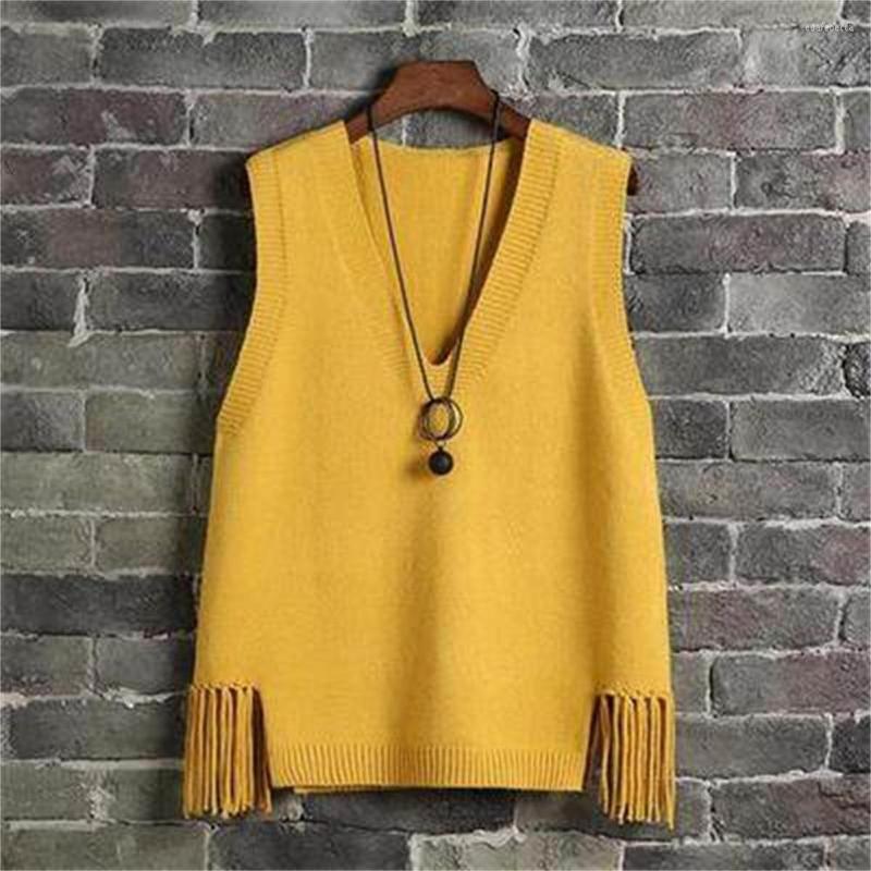 

Women' Sweaters 2023 Spring And Autumn Ladies Sweater Vest Loose V-Neck Short Coat H122, Green