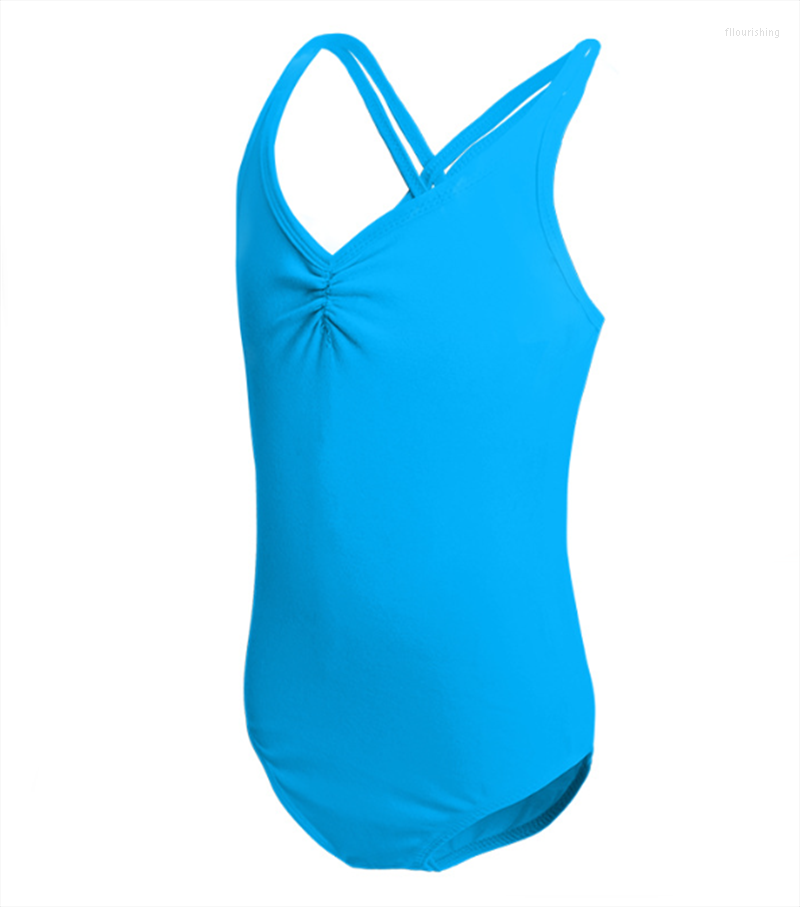 

Stage Wear Jumpsuit For Children Ballet Costume Kids Dressed Girls Gift Practice Suit Cross Back Design Dance Soft, Gang blue