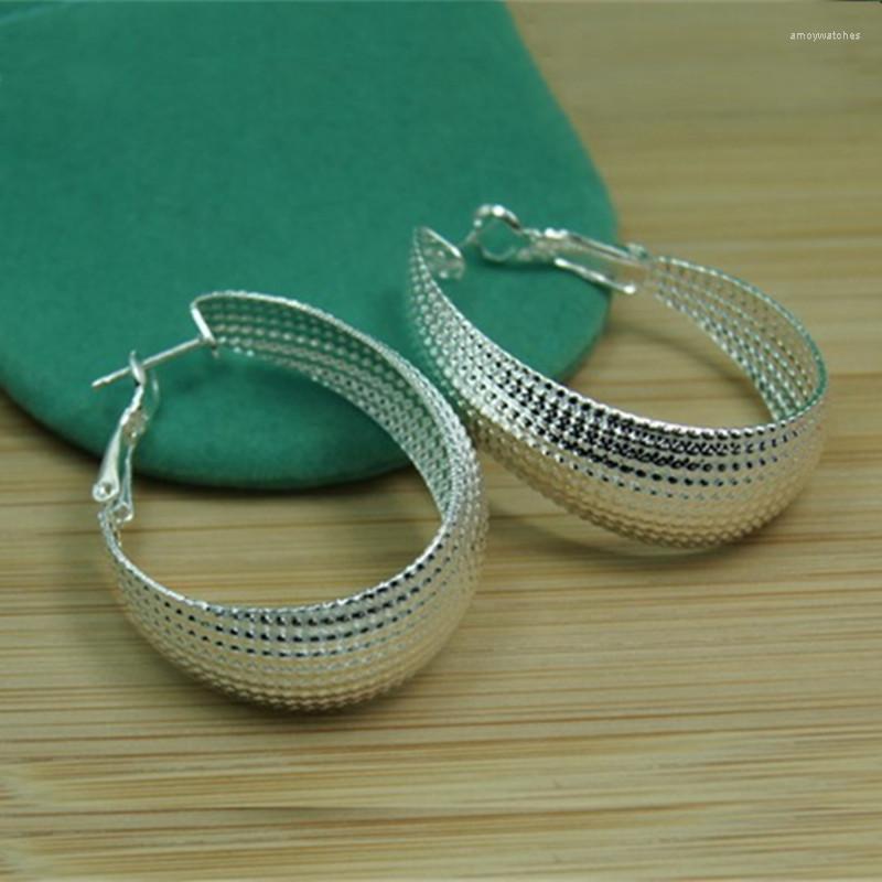

Hoop Earrings 925 Sterling Silver Circle Smooth Flat Shape Big For Women Wedding Elegant Engagement Jewelry Gift Wholesale