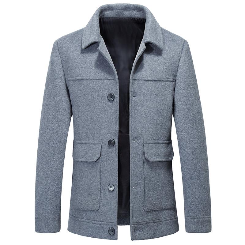 

Men's Wool & Blends Autumn Winter Men Short Woolen Coat Single-breasted Design Casual Windbreaker Fashion Retro Pure Color Jacket 3XL, Black