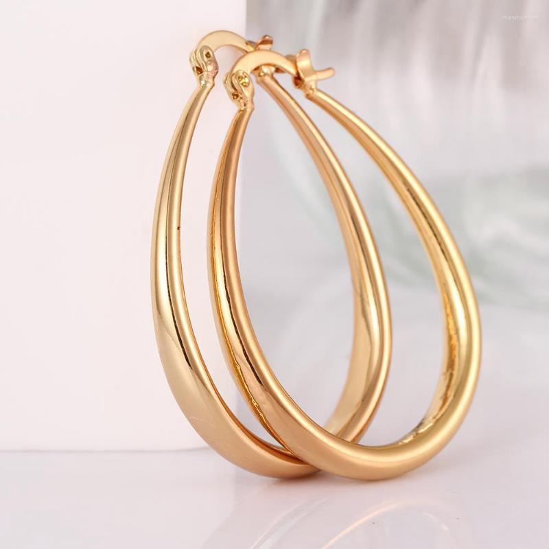 

Hoop Earrings Oval Circle Yellow Gold Filled Smooth Sexy Womens Gift