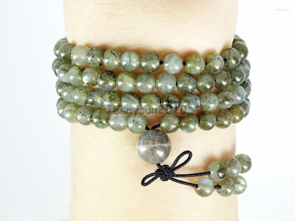 

Strand Natural Labradorite 6mm Gems Stone Buddhist 108 Beads Prayer Mala Multi-Purpose Stretchy Bracelet 5Strands/Pack