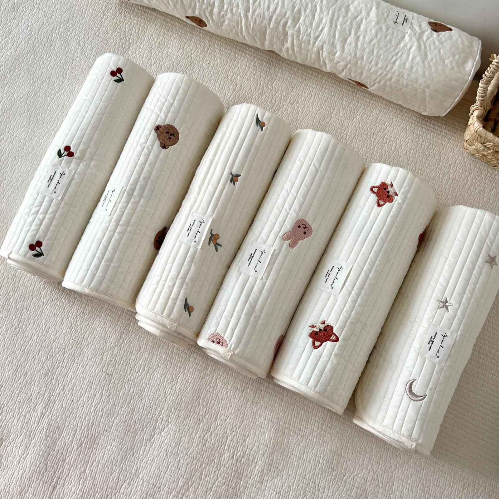 

Bedding Sets Korean Baby Cot Crib Quilted Sheet Cotton Bear Bunny Star Moon Embroidery Kids Infant Sheets Bed Cover Bedding Make Custom Size 230317, Brown