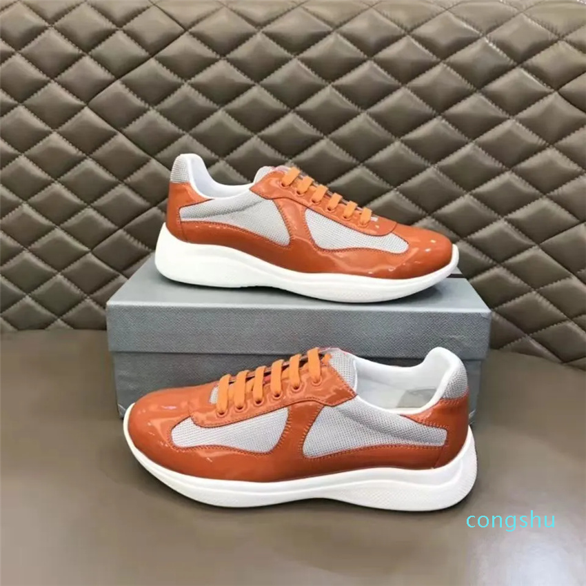 

Perfect Brand Americas Cup Sneakers Shoes Patent Leather & Nylon Luxury Casual Walking Mens Top Quality Runner Sports Outdoor Trainers with box, 18