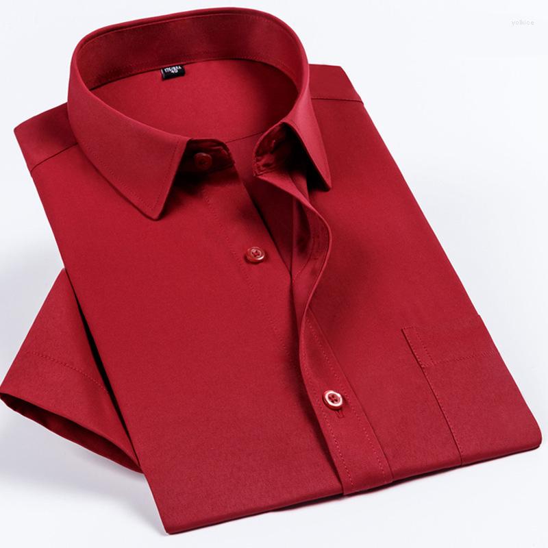

Men's Casual Shirts 2023 Summer Men's Business Short-sleeved Shirt Korean Tooling Long-sleeved White Red Male Classic Brand Solid Color, Dx1402