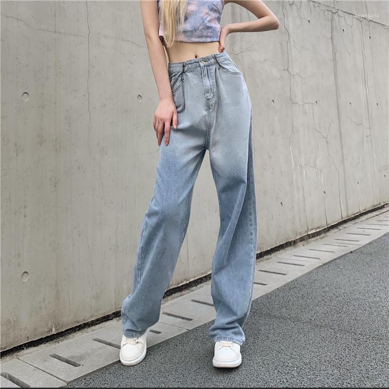 

Women's Jeans Women Summer Casual Loose Denim Pants 2023 Low Waist Mom Fit Straight Wide Leg Gradient Light Blue Baggy Jean Female