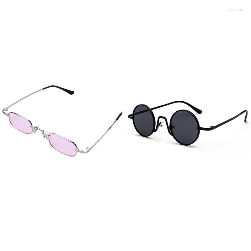 

Sunglasses Round Brand Design Women Men Black & Gray Clear Square Female Pink SilverSunglasses