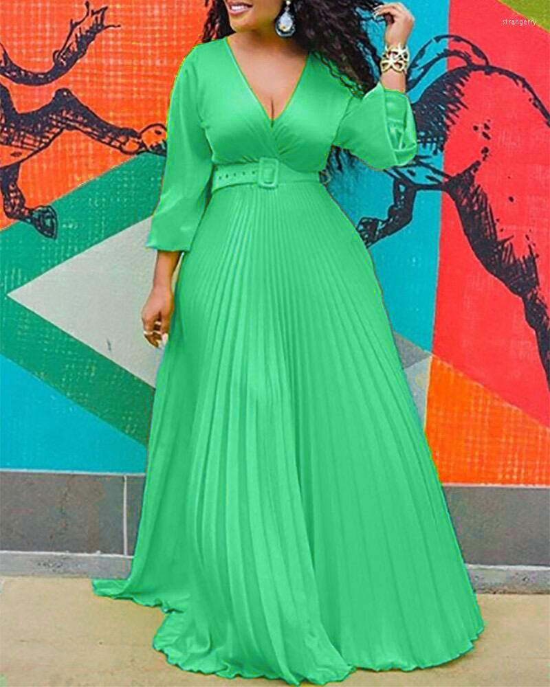

Casual Dresses 2023 Robe Mousseline Femme Elegant African Women Long Sleeve V Neck High Waist Swing Evening Party Floor-length Purple Dress, Yellow