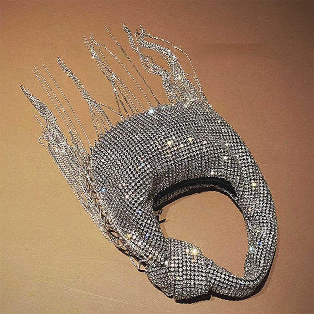 

Rhinestone Luxury Designer Handbag for Women Bag Diamonds Shoulder Purse Ladies Female Crossbody Shining Diamond 230315, Silver
