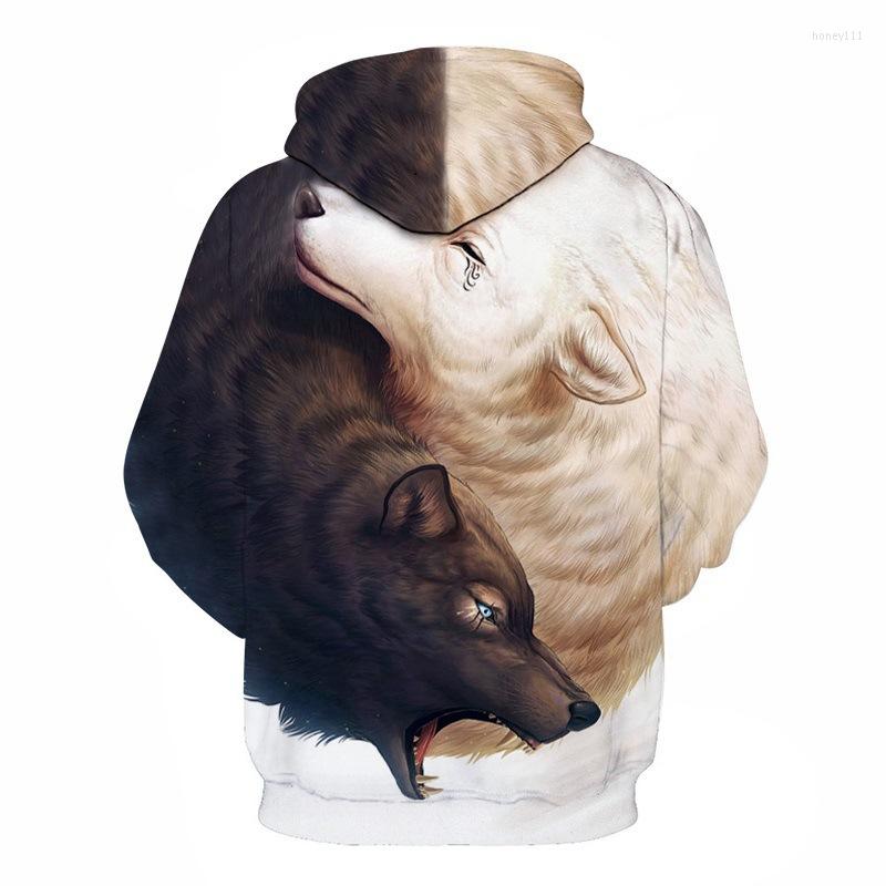 

Men' Hoodies 3D Printed Hoodie Black And Yellow Wolf Cool Digital Printing A Loose Hooded Pocket Casual Couple