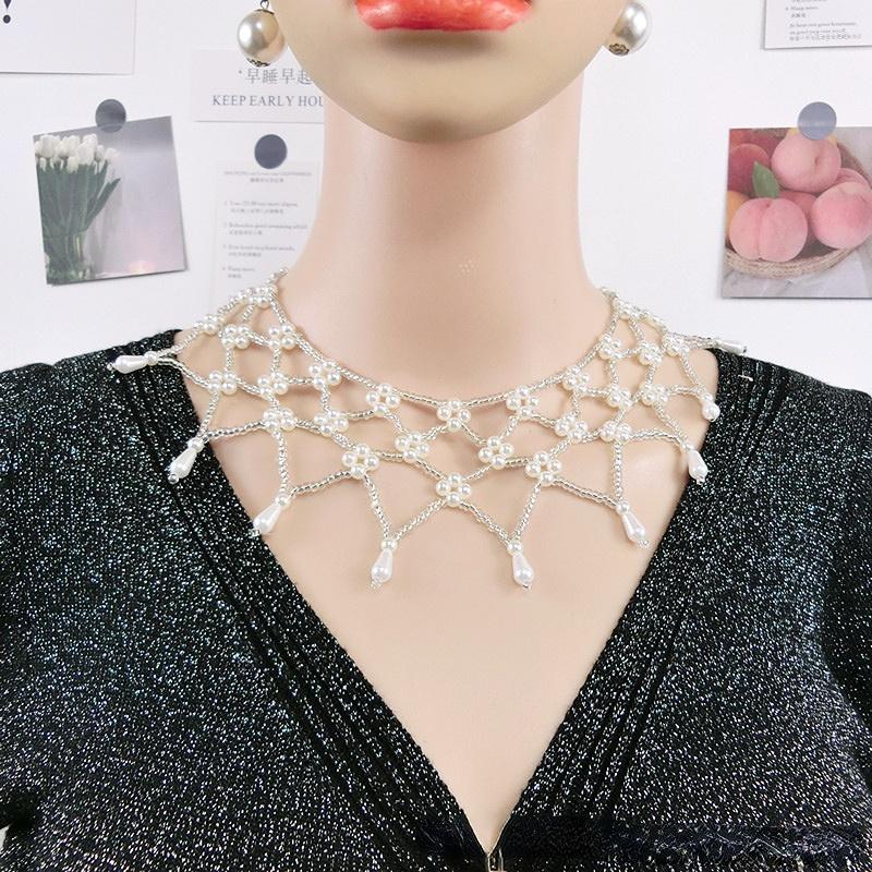 

Choker Vintage Pearl Pendant Necklaces Beaded Chain Clavicle Elegant Multi Layer Necklace For Women Neck Jewelry Gifts