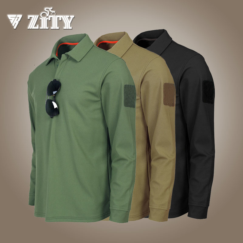 

Men's Polos Military Polo Shirt Men Long Sleeve Lapel Tops Male Tactical Training Shirts Men Outdoor Combat Quick Dry T-shirts Slim Fit 230317, Short sleeve khaki