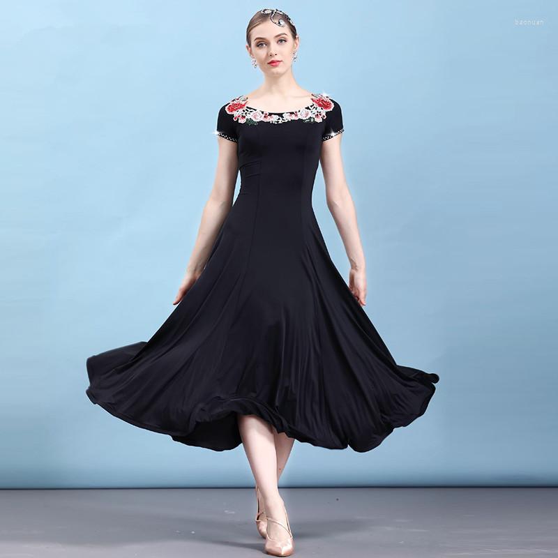 

Stage Wear Est Fashion Women Ballroom Dance Dress For Dancing Waltz Tango Standard Girl's S-XXL, Black