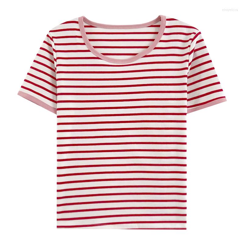 

Women' T Shirts Cute Girly Striped Soft Round Neck Short Sleeve T-Shirt, Picture shown