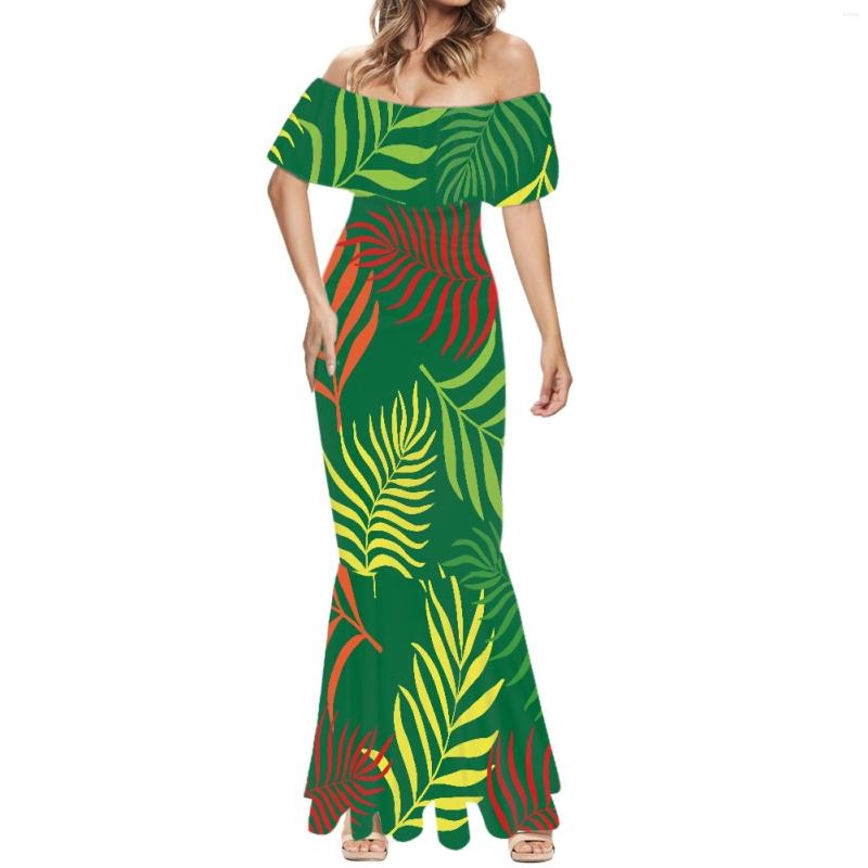 

Casual Dresses Bohemian Tribal Women's Short Sleeve Fishtail Dress Party Fashion Sexy Summer One-Shoulder Hawaiian Print Palm Leaf Beach, Ysfc01683x35