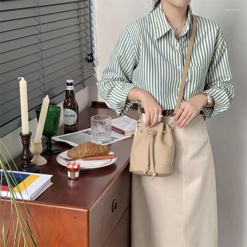 

Evening Bags Drawstring Bucket Bag Autumn Winter 2023 Women's Solid Casual Simple Shoulder Versatile Texture Commuting Messenger Vintage, Brown