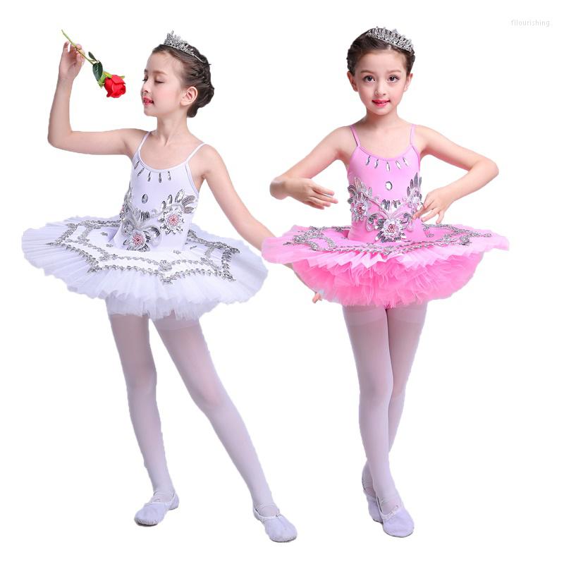 

Stage Wear Little Swan Dance Dress For Girls Sling Ballet Skirts White Lake Sequins Flower TUTU, Red
