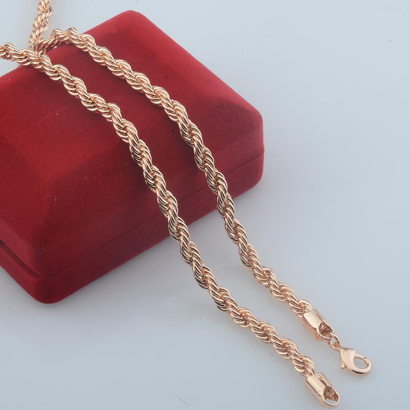 

Chains 5mm Men Rope Twisted Necklace Women 585 Rose Gold Color Jewelry