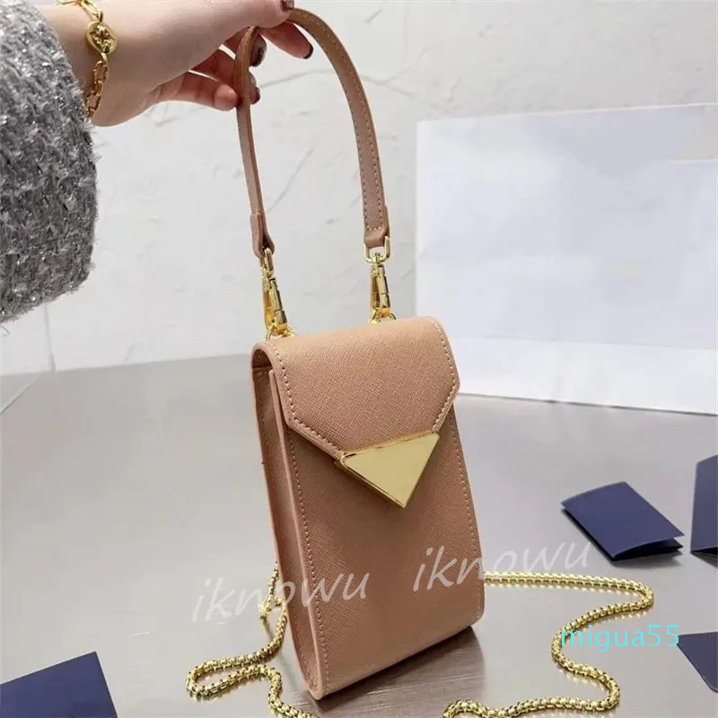 

Woman Mens Phone Bags designer bag mini crossbody chain bag single shoulder Mini Smartphone Handbag Cross Body Leather Triangle, Blue