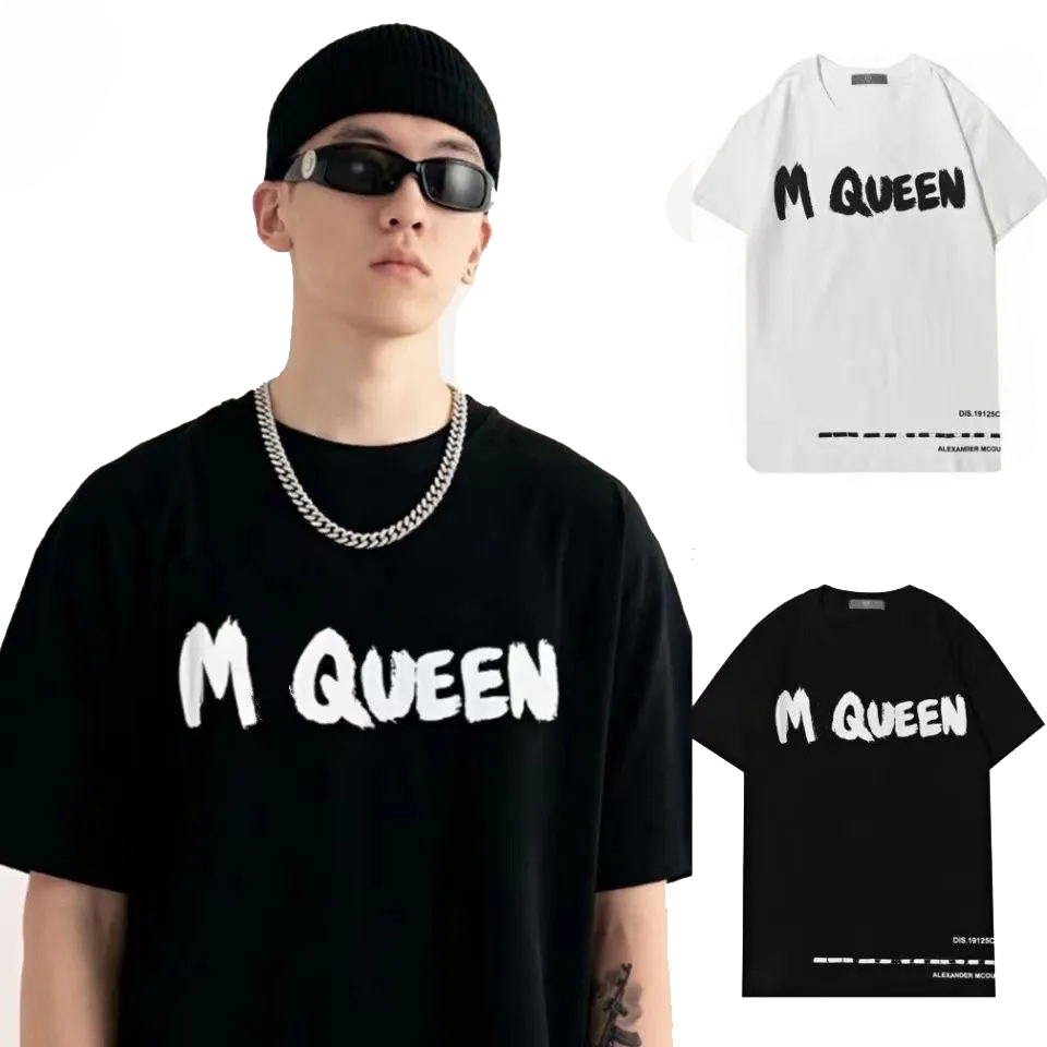 

mens t shirts MCQU Letter Print T Shirts luxury Black Fashion Designer Summer High Quality Top mcqueen Short Sleeve Size S-5XL 810504684