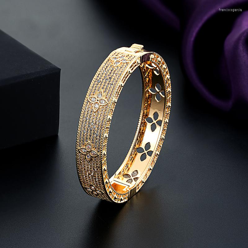

Bangle Fashion Classic Golden Women Size Full Around Zircon Wedding Bracelet Of Briday Bijoux Dubai Ms Jewelry