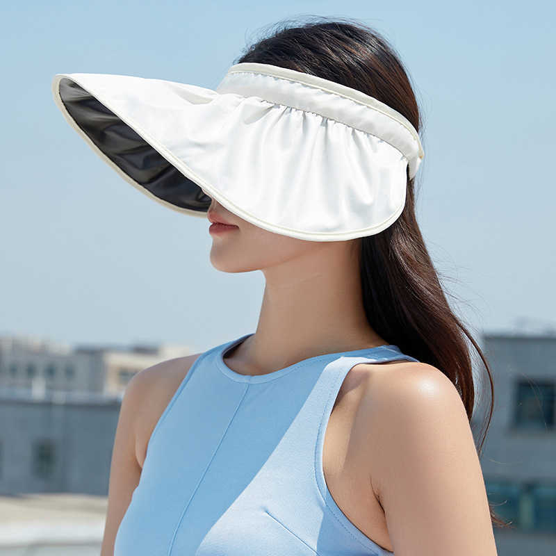

Summer Hats Caps Men's Women's Sunscreen hat female summer anti ultraviolet black glue shell hat sunshade empty top sun hat, Black glue shell + black