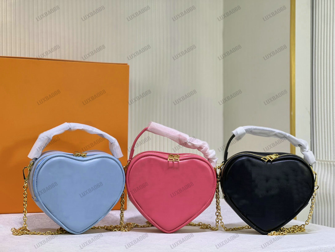 

Pop My Heart Pouch Mini Bag Heart-shape Bubblegram Quilted Leather Womens Letter Flower Handbag Luxurys designer Chain Bags M82041 Dragon Fruit Pink, #1
