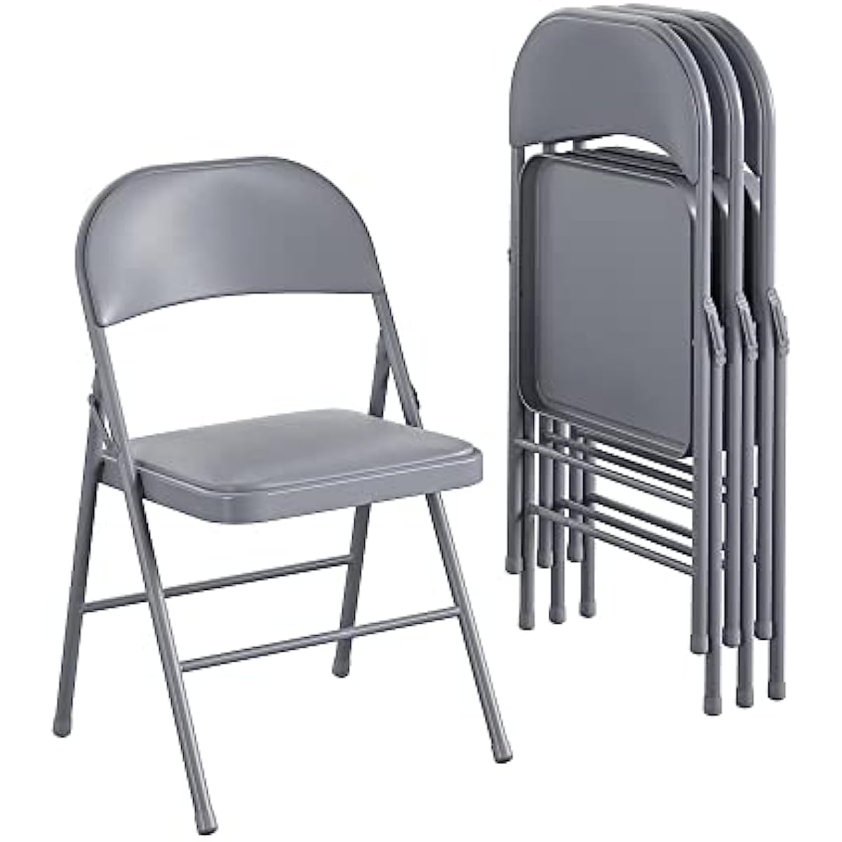 

Premium Vinyl Padded Metal Folding Chair Double Braced 4-Pack Gray