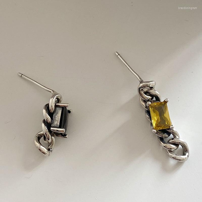 

Stud Earrings Heavy Industry 925 Silver Sterling Vintage Asymmetry Chain For Women Earring Jewelry 2023 Trend Korean Charm