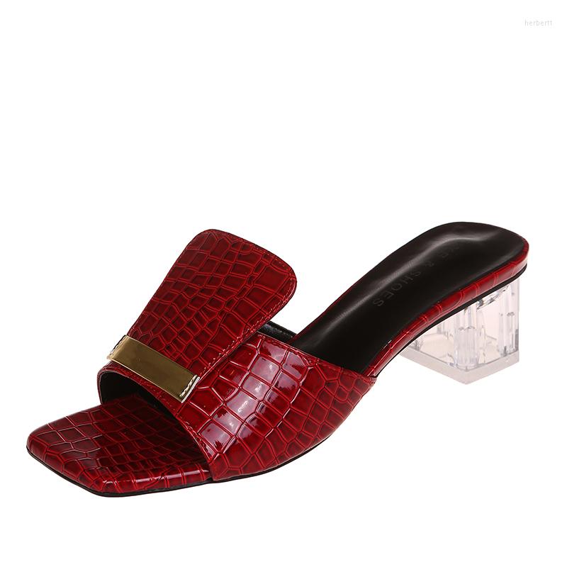 

Sandals 2023 Fashion Women Pumps Slippers Ladies Square Toe Female Slides Summer Shoes High Heels Indoor Zapato Mujer Sandalias, Beige