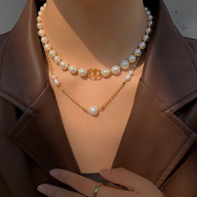 

Pendant Necklaces Strands Strings Cd freshwater pearl necklace women's light luxury ins with the same design feel neckchain temperament simple collarbone