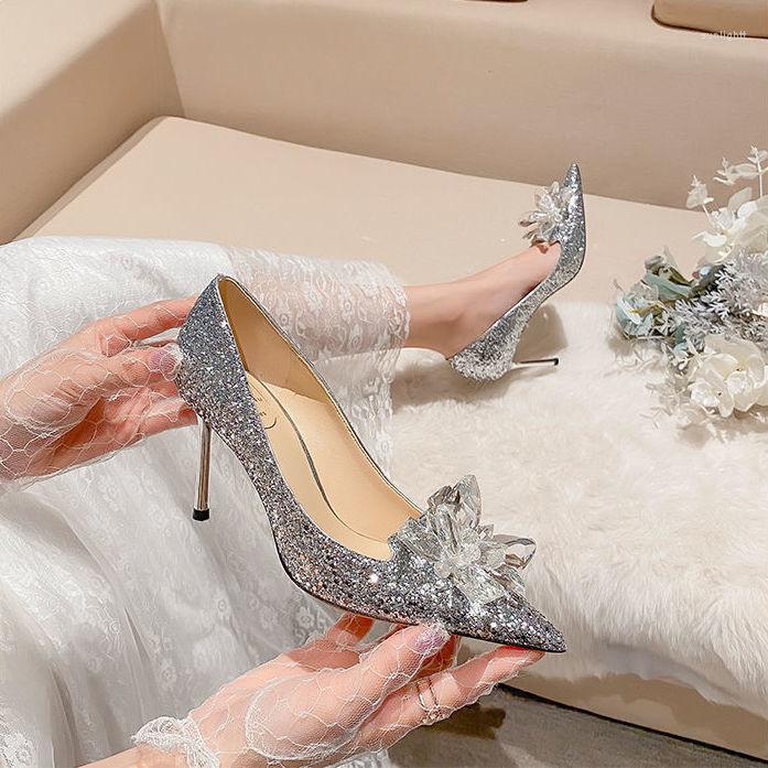 

Dress Shoes Women Heels Chaussure Femme Zapatos Mujer, Silver