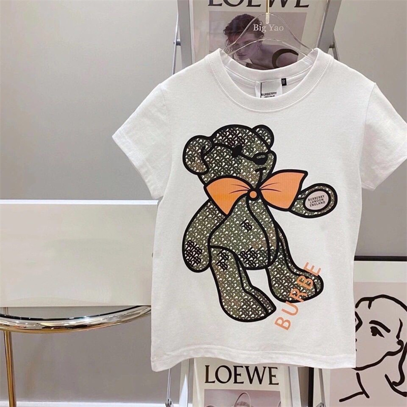 

Baby Boy and Baby Girl Luxury T-shirt Fashion designer children's T-shirt Summer T-shirt top with alphabet Wavy stripe printed children's clothes 100cm-150cm a118