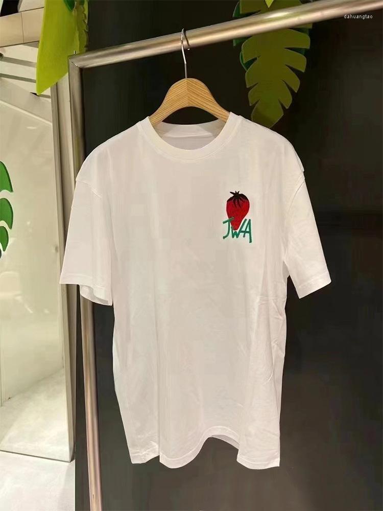 

Women' T Shirts Letterwang Strawberry Embroidery Loose Short Sleeve 2023 Spring And Summer Letter Sports Coat Unisex T-shirt, Black