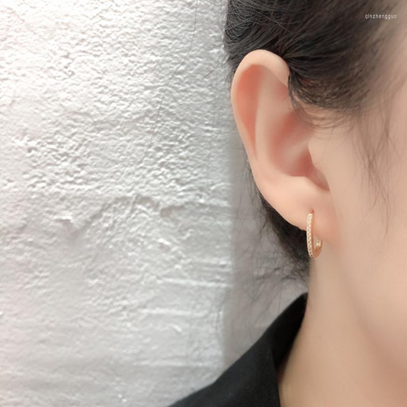 

Hoop Earrings Glitter Luxury Huggie Round Circle Cubic Zirconia Silver Color For Women Elegant Fashion Jewelry