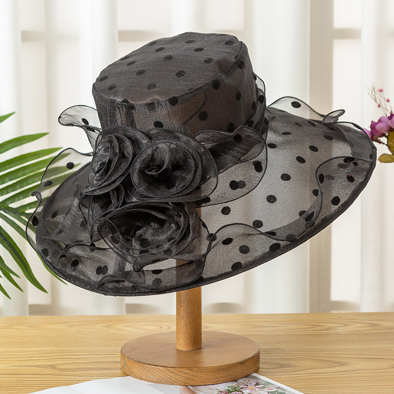 

Wide Brim Hats Bucket Hats Dots Embroidered Bucket Hat Women Bob Soft Lace Flower Transparent Gauze Panama Basin Cap Girls Summer Flowers Fishing Sun Hats 230316, Khaki