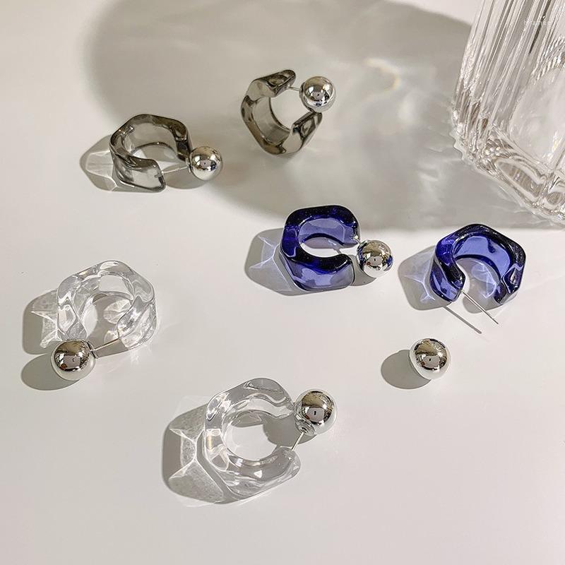 

Hoop Earrings U-Magical Trendy Acrylic Earring For Women Gold Metal Geometric Round Ball C Shape Exquisite Jewelry Accessories