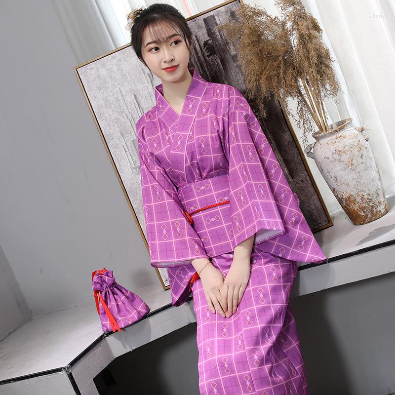 

Ethnic Clothing Japanese Traditional Ladies Improved Kimono Night Robe Yukata Long Po Stage Costume Purple