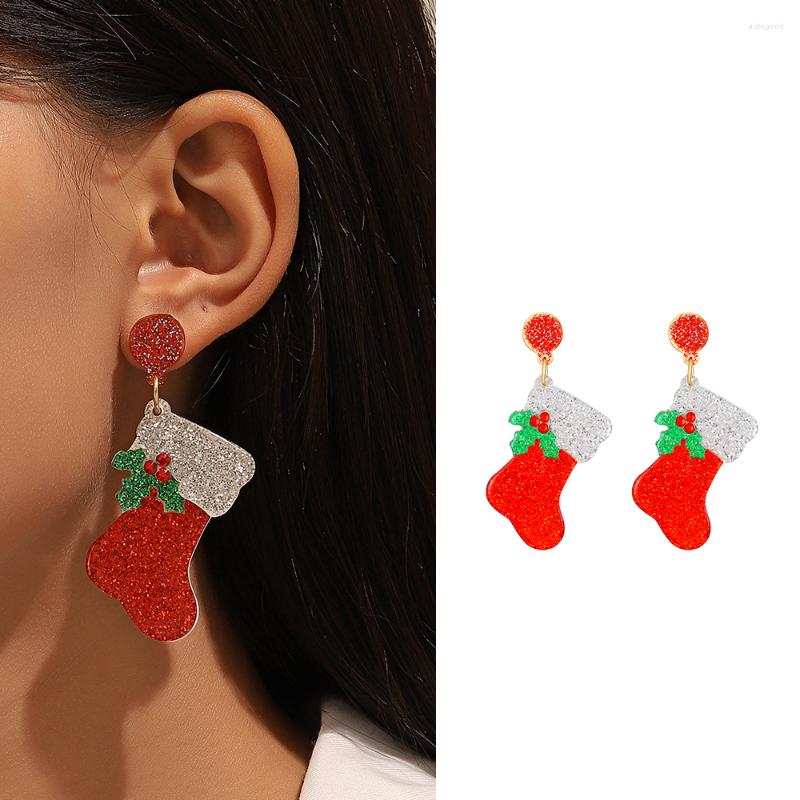 

Dangle Earrings Autumn And Winter Christmas Shoes Temperament Oil Dripping Alloy Female