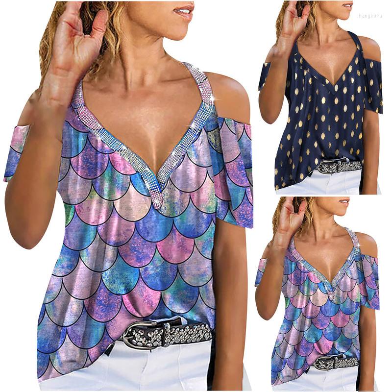 

Women' T Shirts Loose T-shirts Women Jumpers Short Sleeve V-neck Tops Woman Pullover Female Fashion Sexy Off-shoulder Cloth Undershit